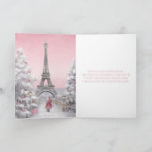 Eiffeltoren, Santa, Paris chique roze kerst Feestdagen Kaart (Binnen)