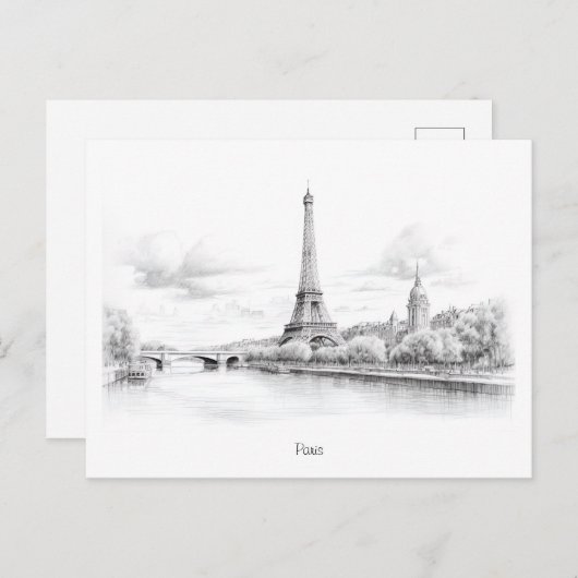  Eiffeltoren, schetsontwerp Briefkaart (Voorkant / Achterkant)