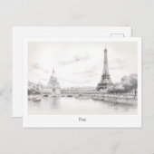  Eiffeltoren, schetsontwerp Briefkaart (Voorkant / Achterkant)