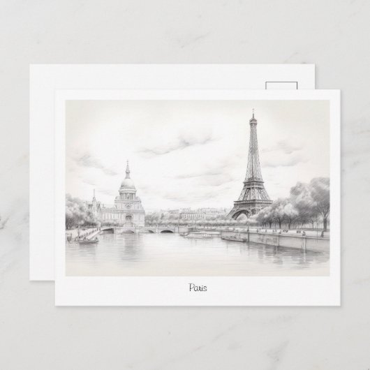 Eiffeltoren, schetsontwerp Briefkaart (Voorkant / Achterkant)