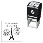 Eiffeltoren Silhouet Vuurwerk Koppel Namen  Zelfinktende Stempel (In situ)