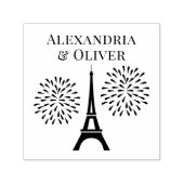 Eiffeltoren Silhouet Vuurwerk Koppel Namen  Zelfinktende Stempel (Design)