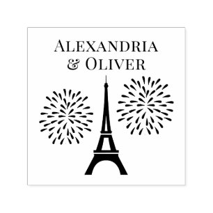 Eiffeltoren Silhouet Vuurwerk Koppel Namen  Zelfinktende Stempel