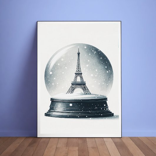 Eiffeltoren Sneeuw Wereldbol Poster
