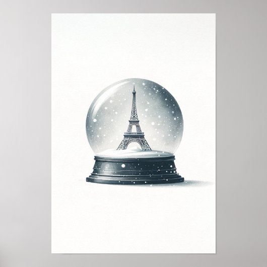 Eiffeltoren Sneeuw Wereldbol Poster (Voorkant)
