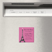 Eiffeltoren Sparkles Save the Date (fuchsia) Magneet (Insitu (Vaatwasser))