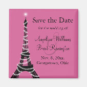 Eiffeltoren Sparkles Save the Date (fuchsia) Magneet (Voorkant)