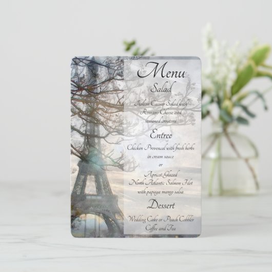 Eiffeltoren Spring Sunrise Waterverf Menu (Staand voorkant)
