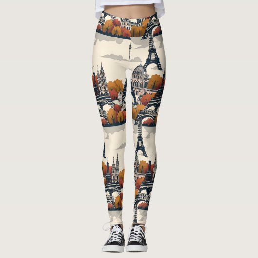 Eiffeltoren stijl trendy Parijs Leggings (Voorkant)