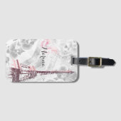 Eiffeltoren tegen de achtergrond van orchideeën bagagelabel (Voorkant (horizontaal))