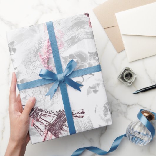 Eiffeltoren tegen de achtergrond van orchideeën cadeaupapier (Geschenken)