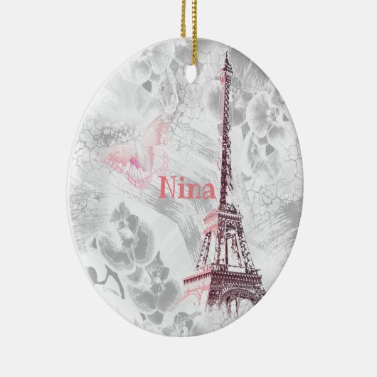 Eiffeltoren tegen de achtergrond van orchideeën keramisch ornament (Rechts)