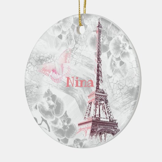 Eiffeltoren tegen de achtergrond van orchideeën keramisch ornament (Links)