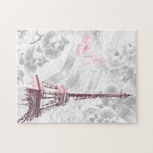 Eiffeltoren tegen de achtergrond van orchideeën legpuzzel (Horizontaal)