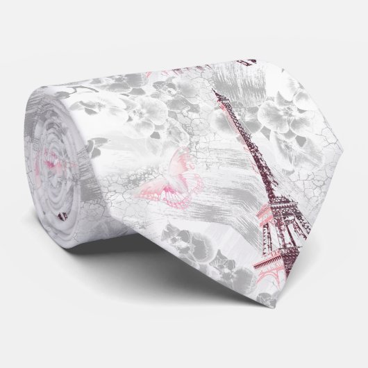 Eiffeltoren tegen de achtergrond van orchideeën stropdas (Opgerold)