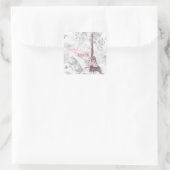 Eiffeltoren tegen de achtergrond van orchideeën vierkante sticker (Tas)