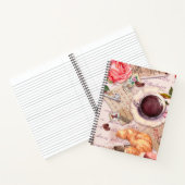 Eiffeltoren, theekopje en handgeschreven brieven notitieboek (Binnen)