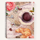 Eiffeltoren, theekopje en handgeschreven brieven notitieboek (Voorkant)