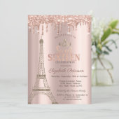 Eiffeltoren, tiara, druipt Roos goudzoet 16 Kaart (Staand voorkant)