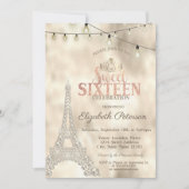 Eiffeltoren, Tiara Gold Lights Sweet 16 Kaart (Voorkant)