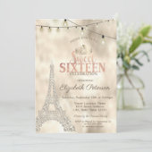 Eiffeltoren, Tiara Gold Lights Sweet 16 Kaart (Staand voorkant)