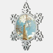 Eiffeltoren Tin Sneeuwvlok Ornament (Rechts)