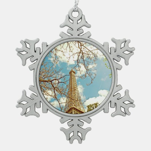 Eiffeltoren Tin Sneeuwvlok Ornament (Voorkant)
