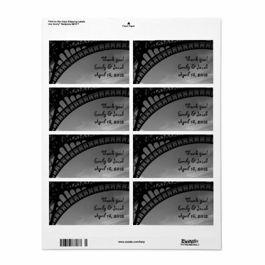 Eiffeltoren Trouwgunst Labels (Full Sheet)