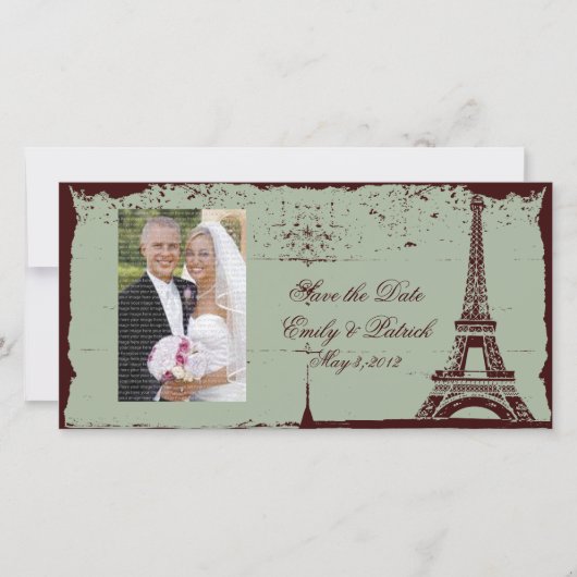 Eiffeltoren Trouwkaart Save the Date Foto Kaarten (Voorkant)