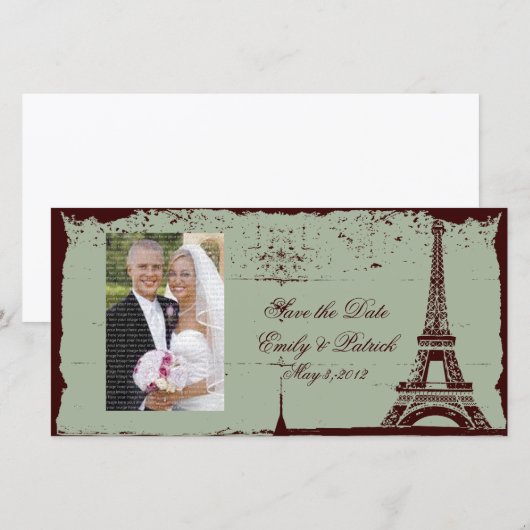 Eiffeltoren Trouwkaart Save the Date Foto Kaarten (Voorkant / Achterkant)