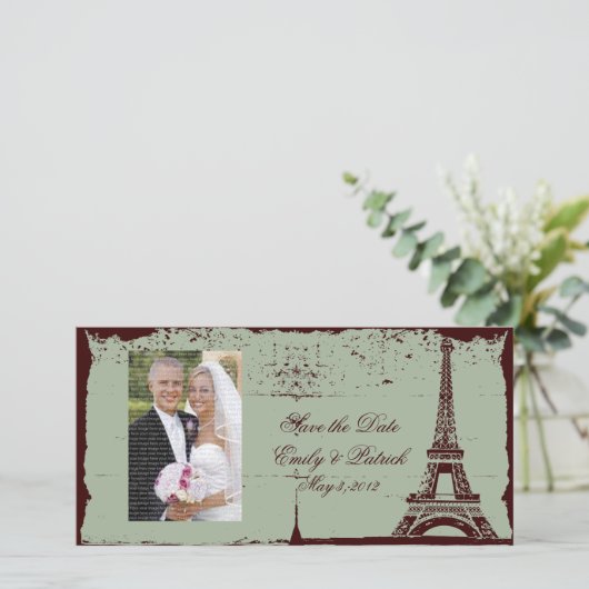 Eiffeltoren Trouwkaart Save the Date Foto Kaarten (Staand voorkant)