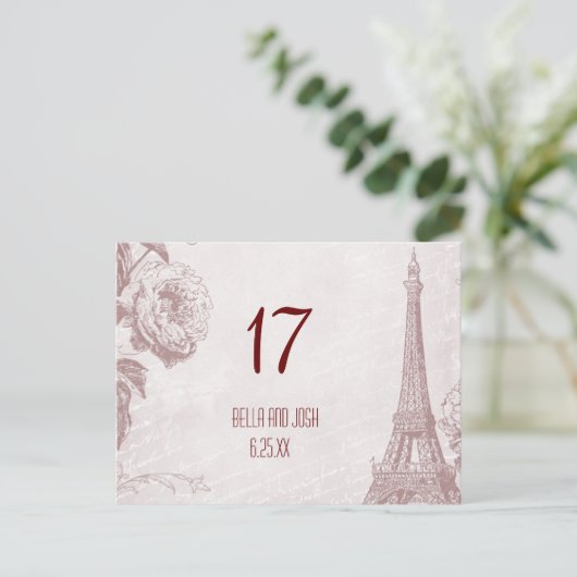  Eiffeltoren Trouwtafel Kaart Briefkaart (Staand voorkant)