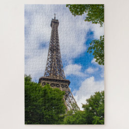 Eiffeltoren tussen blauwe hemel en bomen, Parijs Legpuzzel