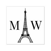 Eiffeltoren Twee Initiaal Paar Bruiloft Monogram 2 Zelfinktende Stempel (Design)