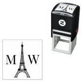 Eiffeltoren Twee Initieel Koppel Trouw Monogram 2 Zelfinktende Stempel (In situ)