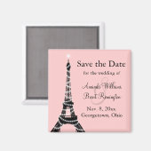 Eiffeltoren Twinkles Save the Date Magnet (roze) (Voorkant / Achterkant)