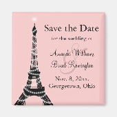 Eiffeltoren Twinkles Save the Date Magnet (roze) (Voorkant)