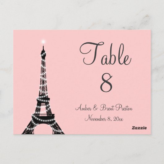 Eiffeltoren Twinkles Tafelnummer roze (Achterkant)