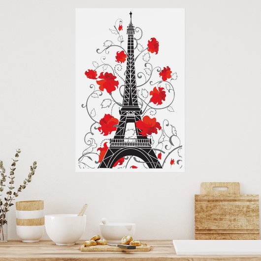 Eiffeltoren uit Parijs elegant stijlvol silhouet Poster (Keuken)