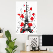 Eiffeltoren uit Parijs elegant stijlvol silhouet Poster (Thuiskantoor)