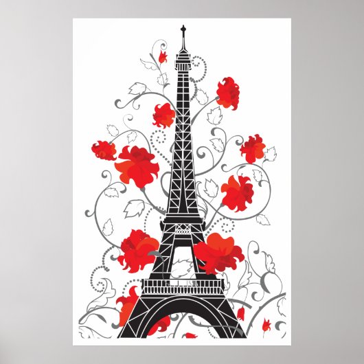 Eiffeltoren uit Parijs elegant stijlvol silhouet Poster (Voorkant)