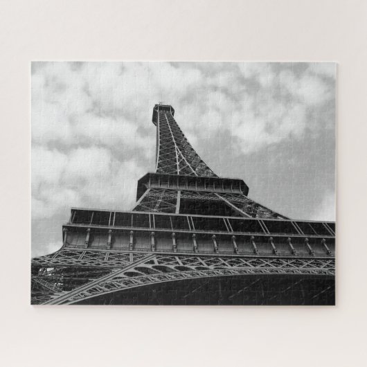 Eiffeltoren uitzicht uit de buik - zwart-wit legpuzzel (Horizontaal)
