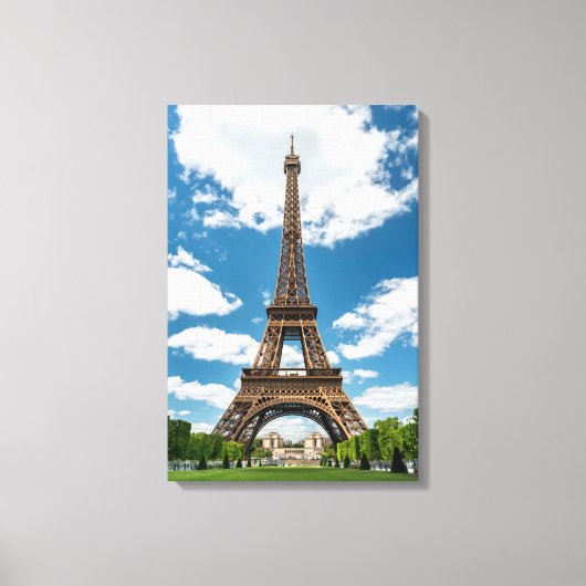 Eiffeltoren uitzicht vanaf Champ de Mars openbaar  Canvas Afdruk (Voorkant)