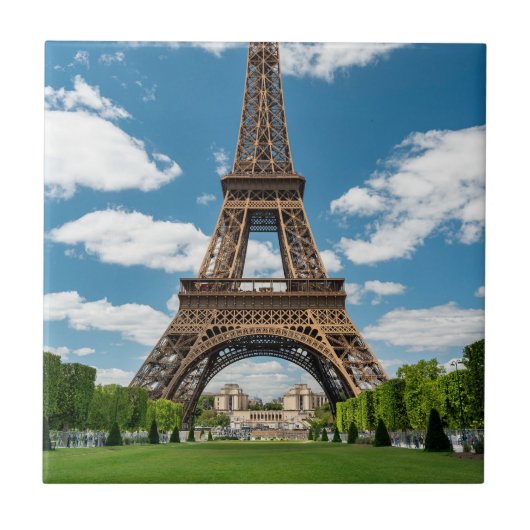 Eiffeltoren uitzicht vanaf Champ de Mars openbaar Tegeltje (Voorkant)