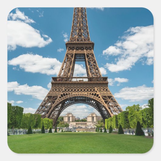 Eiffeltoren uitzicht vanuit Champ de Mars openbaar Vierkante Sticker (Voorkant)