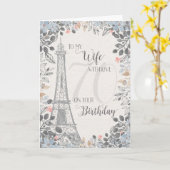 Eiffeltoren van 70e verjaardag Romantic Kaart (Gele Bloem)