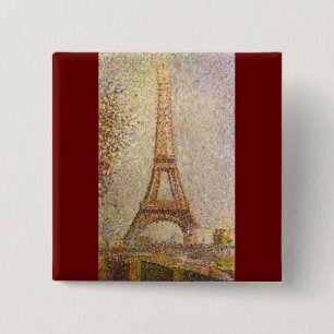 Eiffeltoren van Georges Seurat, Vintage Fine Art Vierkante Button 5,1 Cm