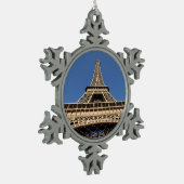 Eiffeltoren van Parijs in de Franse Mok Tin Sneeuwvlok Ornament (Links)