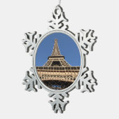 Eiffeltoren van Parijs in de Franse Mok Tin Sneeuwvlok Ornament (Rechts)