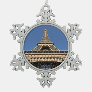 Eiffeltoren van Parijs in de Franse Mok Tin Sneeuwvlok Ornament
